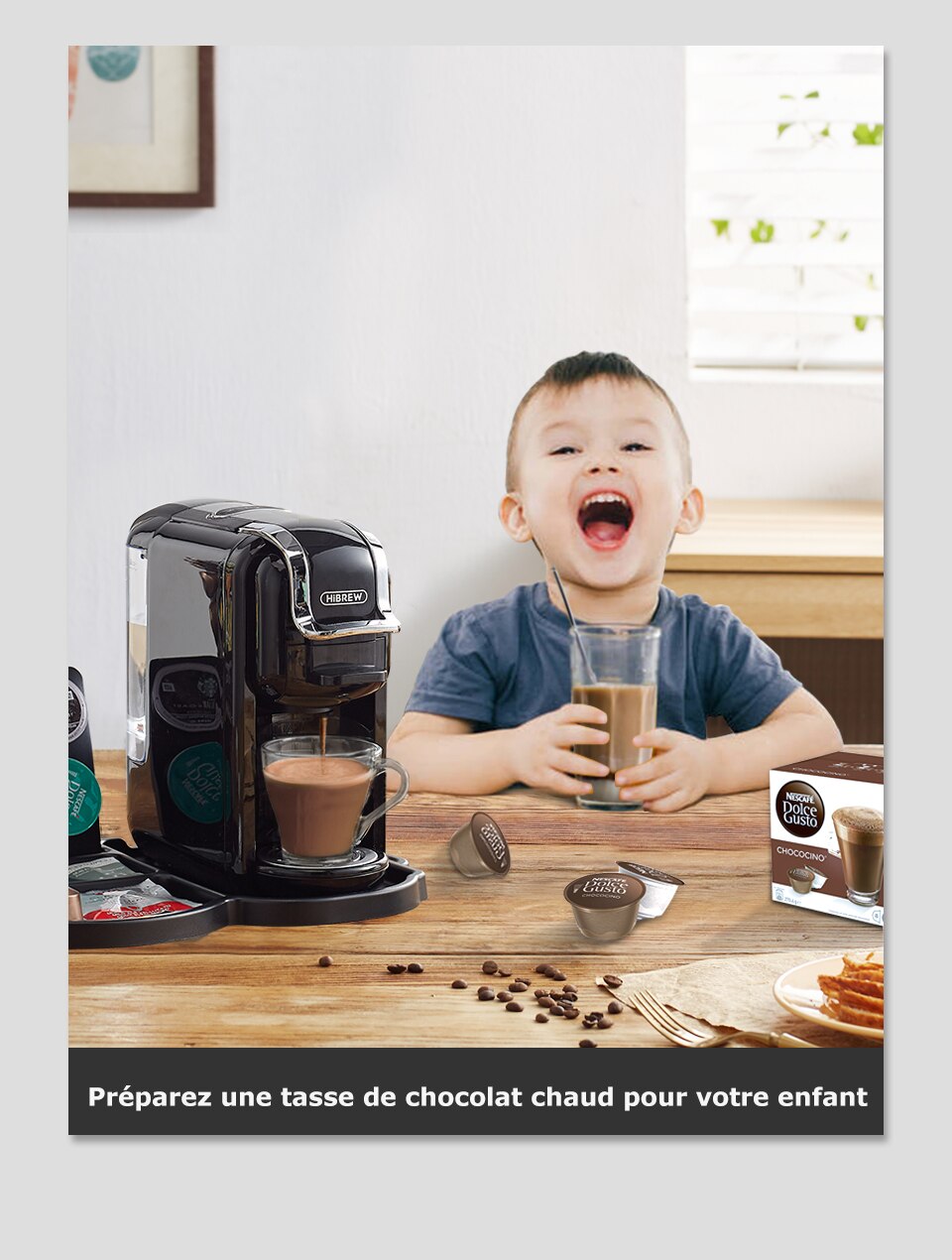 Hiinfusion 19Bar 4in1 Machine à café Expresso à capsules multiples DolceGusto Capsule de lait Nespresso ESEpod café moulu CompatibleH2