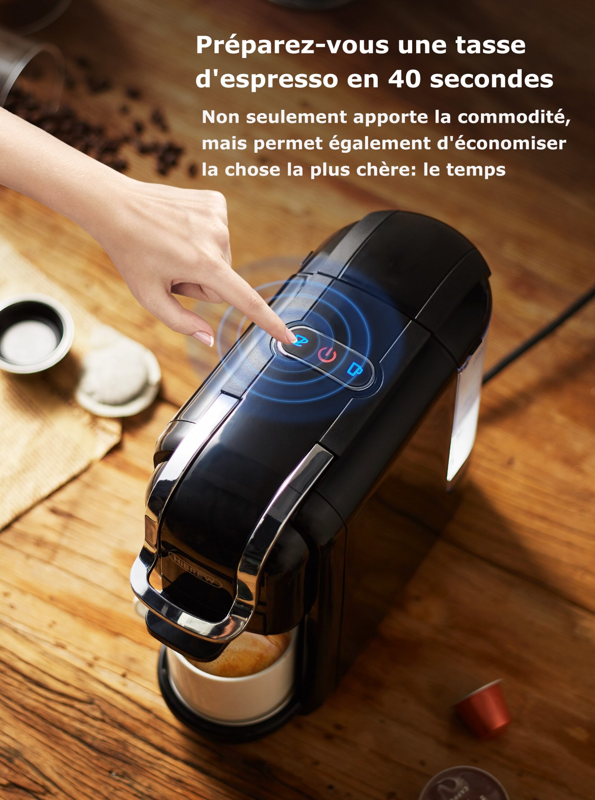 Hiinfusion 19Bar 4in1 Machine à café Expresso à capsules multiples DolceGusto Capsule de lait Nespresso ESEpod café moulu CompatibleH2