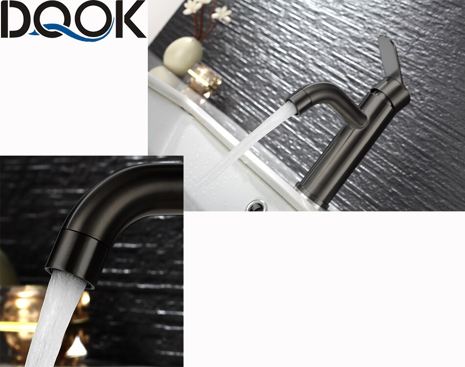 DQOK mélangeur froid/chaud, robinets de lavabo de salle de bains en nickel brossé, robinet d'évier, robinet d'eau noire, accessoires de salle de bains (tuyau non inclus