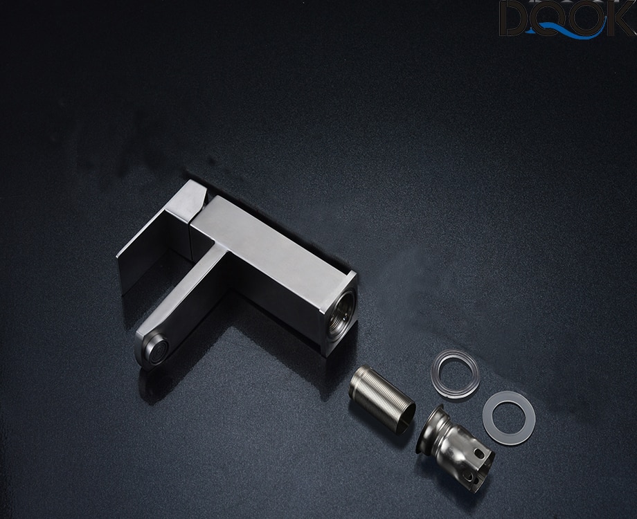 DQOK mélangeur froid/chaud, robinets de lavabo de salle de bains en nickel brossé, robinet d'évier, robinet d'eau noire, accessoires de salle de bains (tuyau non inclus