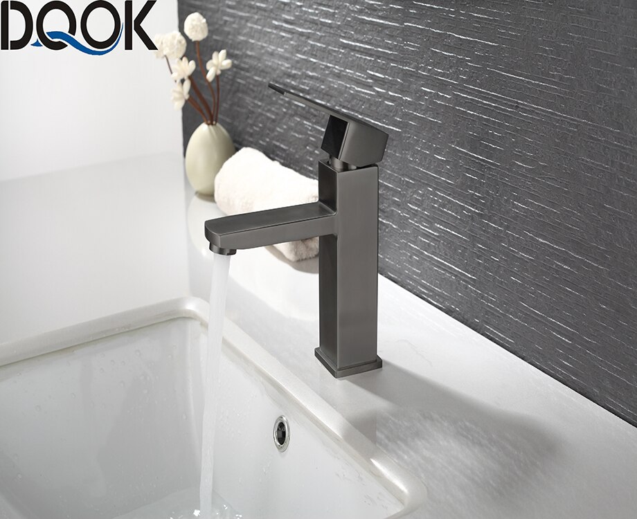 DQOK mélangeur froid/chaud, robinets de lavabo de salle de bains en nickel brossé, robinet d'évier, robinet d'eau noire, accessoires de salle de bains (tuyau non inclus