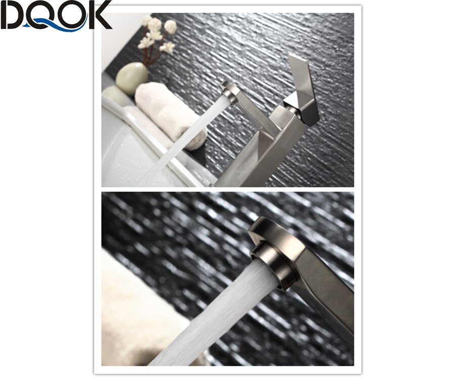 DQOK mélangeur froid/chaud, robinets de lavabo de salle de bains en nickel brossé, robinet d'évier, robinet d'eau noire, accessoires de salle de bains (tuyau non inclus