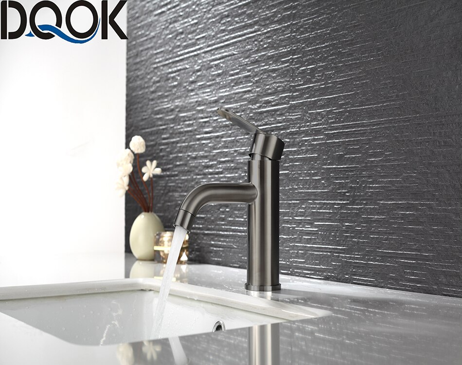 DQOK mélangeur froid/chaud, robinets de lavabo de salle de bains en nickel brossé, robinet d'évier, robinet d'eau noire, accessoires de salle de bains (tuyau non inclus