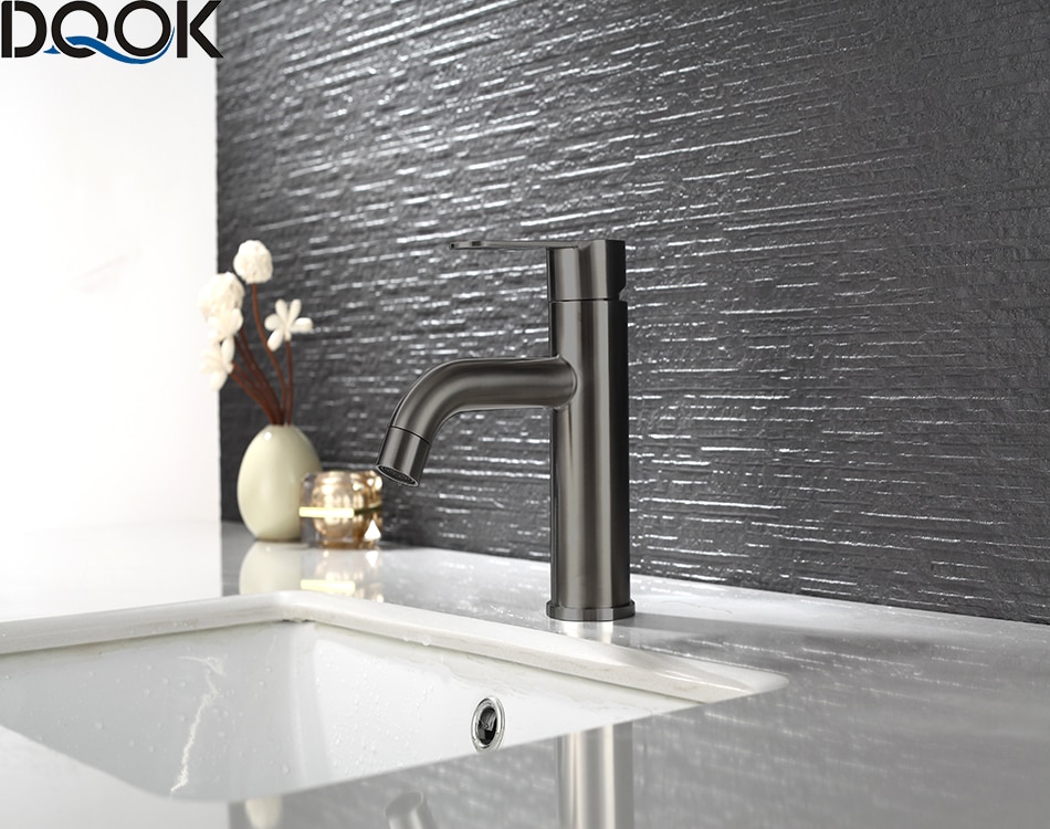 DQOK mélangeur froid/chaud, robinets de lavabo de salle de bains en nickel brossé, robinet d'évier, robinet d'eau noire, accessoires de salle de bains (tuyau non inclus