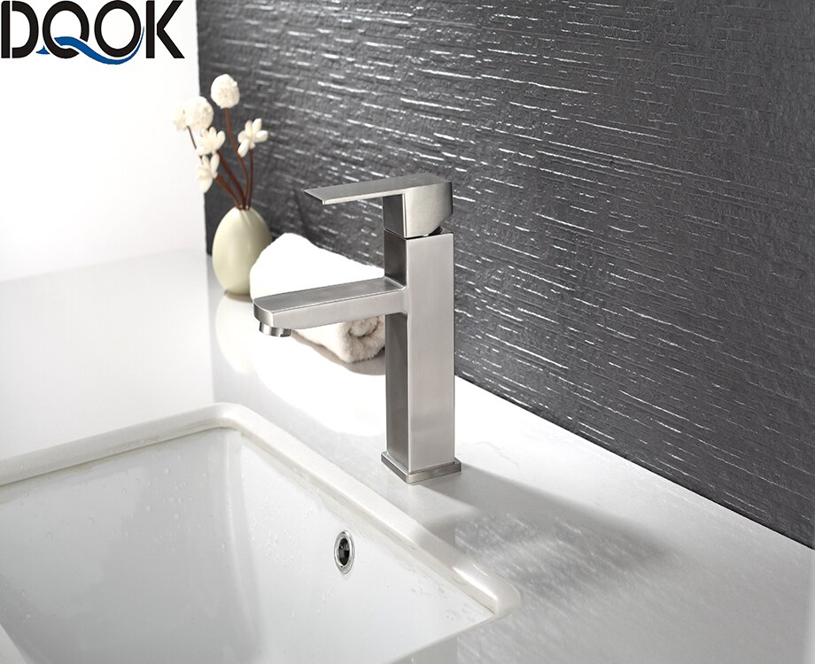 DQOK mélangeur froid/chaud, robinets de lavabo de salle de bains en nickel brossé, robinet d'évier, robinet d'eau noire, accessoires de salle de bains (tuyau non inclus