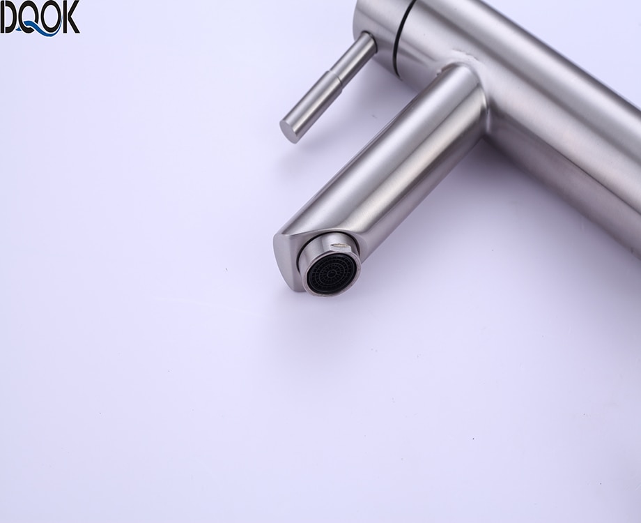 DQOK mélangeur froid/chaud, robinets de lavabo de salle de bains en nickel brossé, robinet d'évier, robinet d'eau noire, accessoires de salle de bains (tuyau non inclus