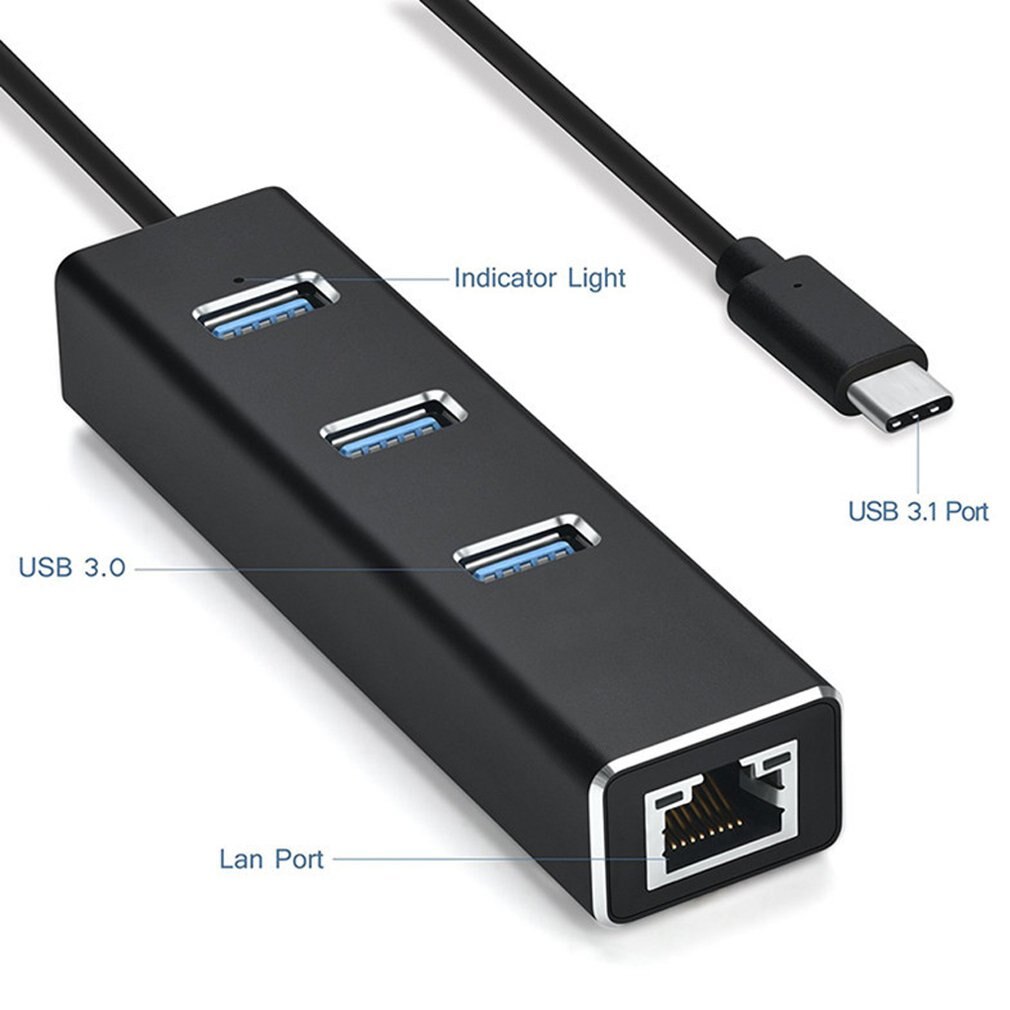Type-c 3.0HUB + Hub Gigabit 3 Ports USB 3.0 Gigabit Ethernet LAN Rj45 adaptateur réseau Hub à 1000mbps Type-c 3.0HUB + Hub Gigabit 3 Ports USB 3.0 Gigabit Ethernet LAN Rj45 adaptateur réseau Hub à 1000mbps