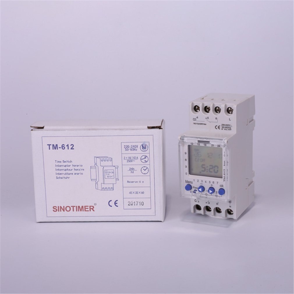 SINOTIMER 220V TM612 minuterie à deux canaux 7 jours 24 heures Programmable électronique LCD commutateur de temps numérique avec deux sorties de relais