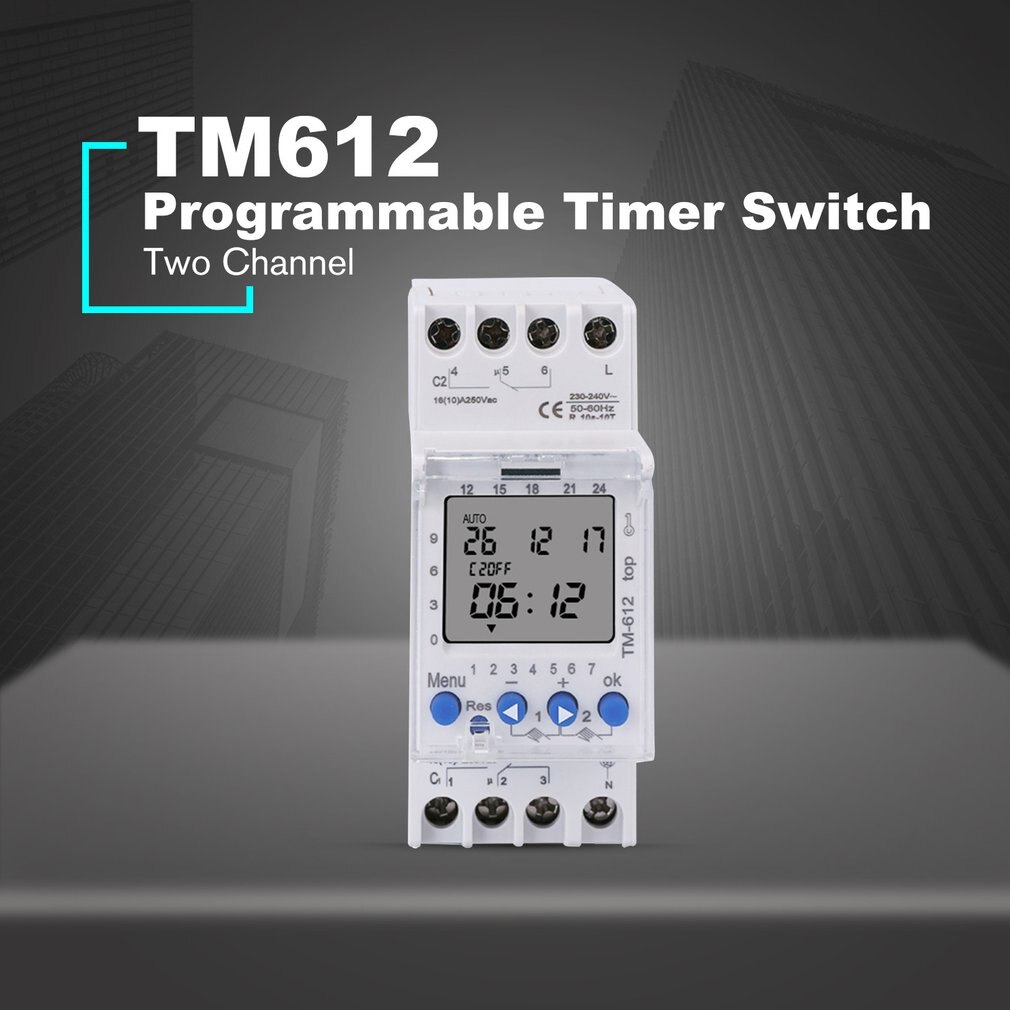 SINOTIMER 220V TM612 minuterie à deux canaux 7 jours 24 heures Programmable électronique LCD commutateur de temps numérique avec deux sorties de relais