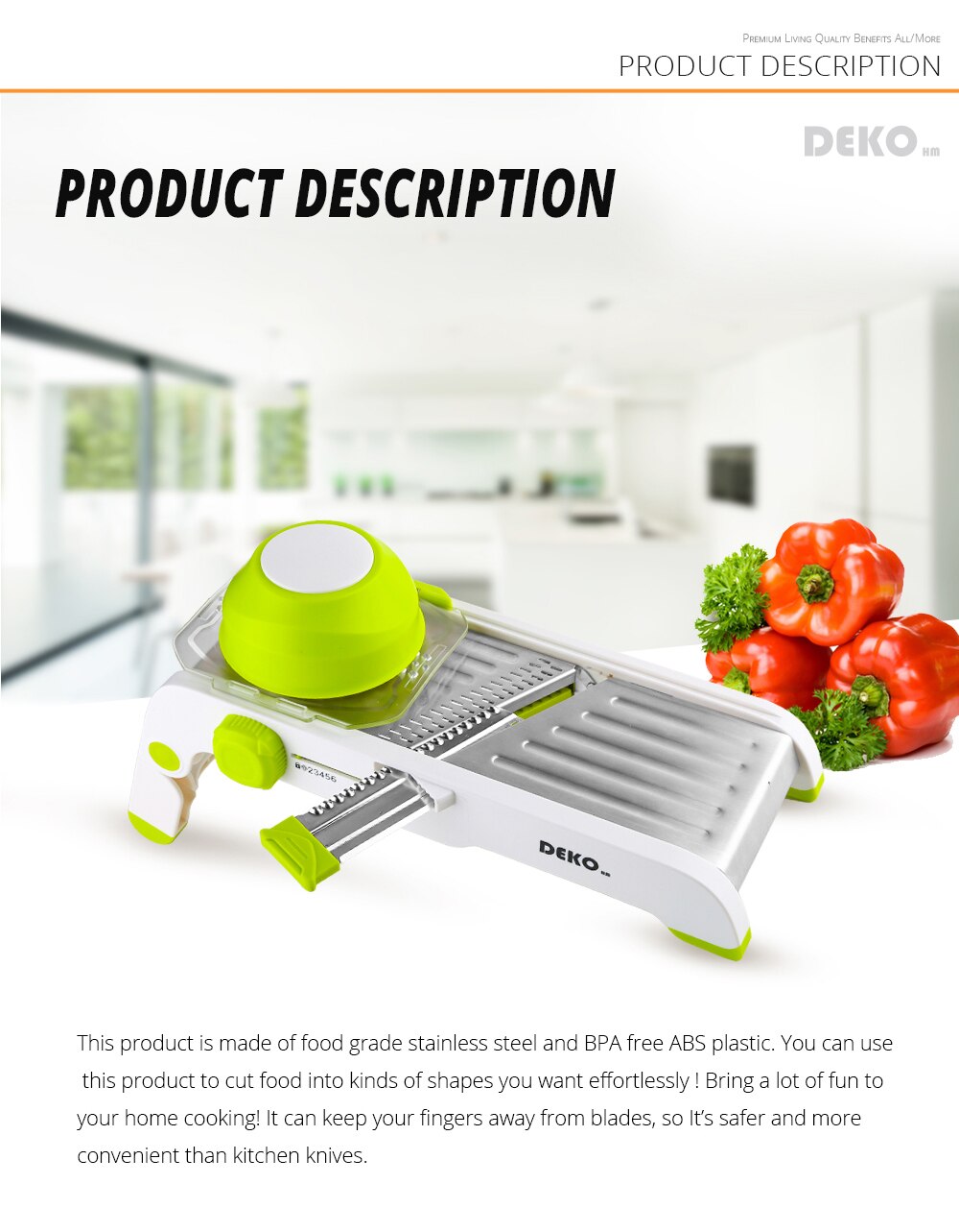 DEKO multifonctionnel cuisine Cutter manuel acier inoxydable broyeur de légumes Fruits hachoir râpe Mandoline trancheuse