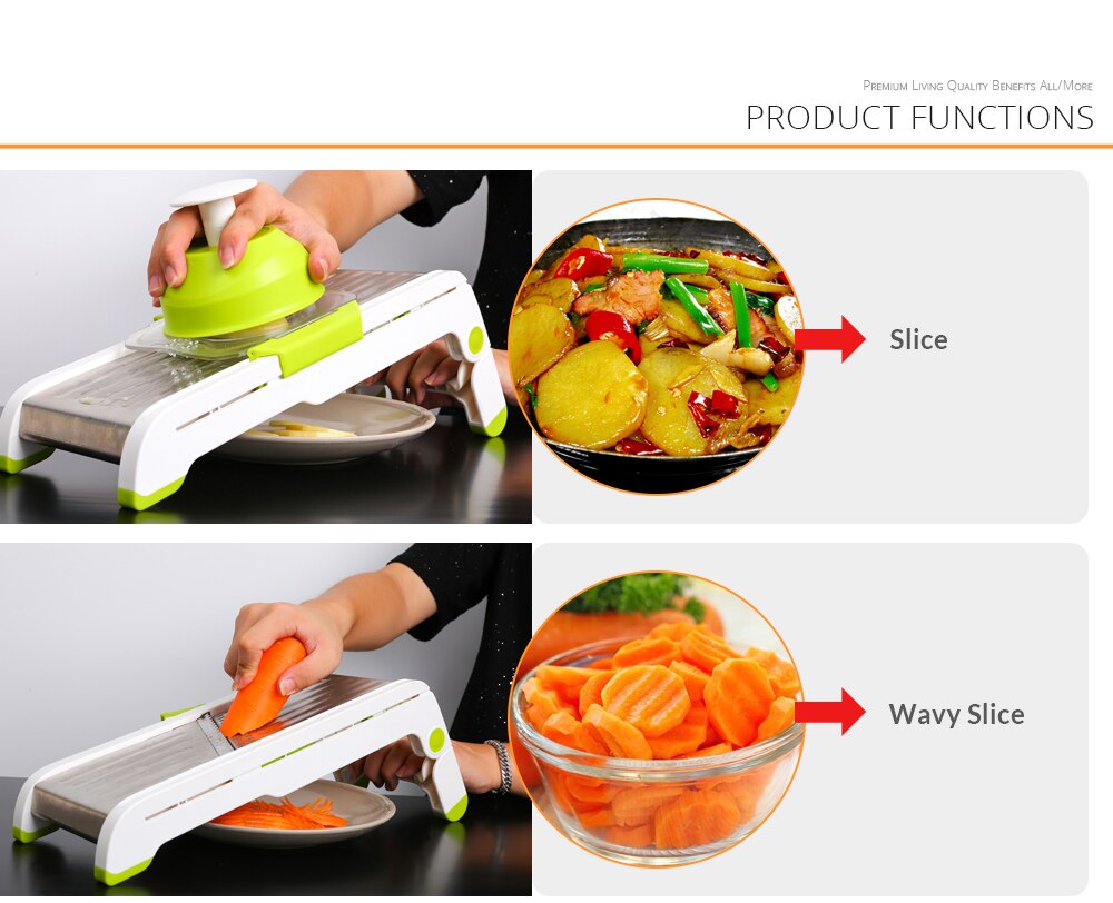 DEKO multifonctionnel cuisine Cutter manuel acier inoxydable broyeur de légumes Fruits hachoir râpe Mandoline trancheuse