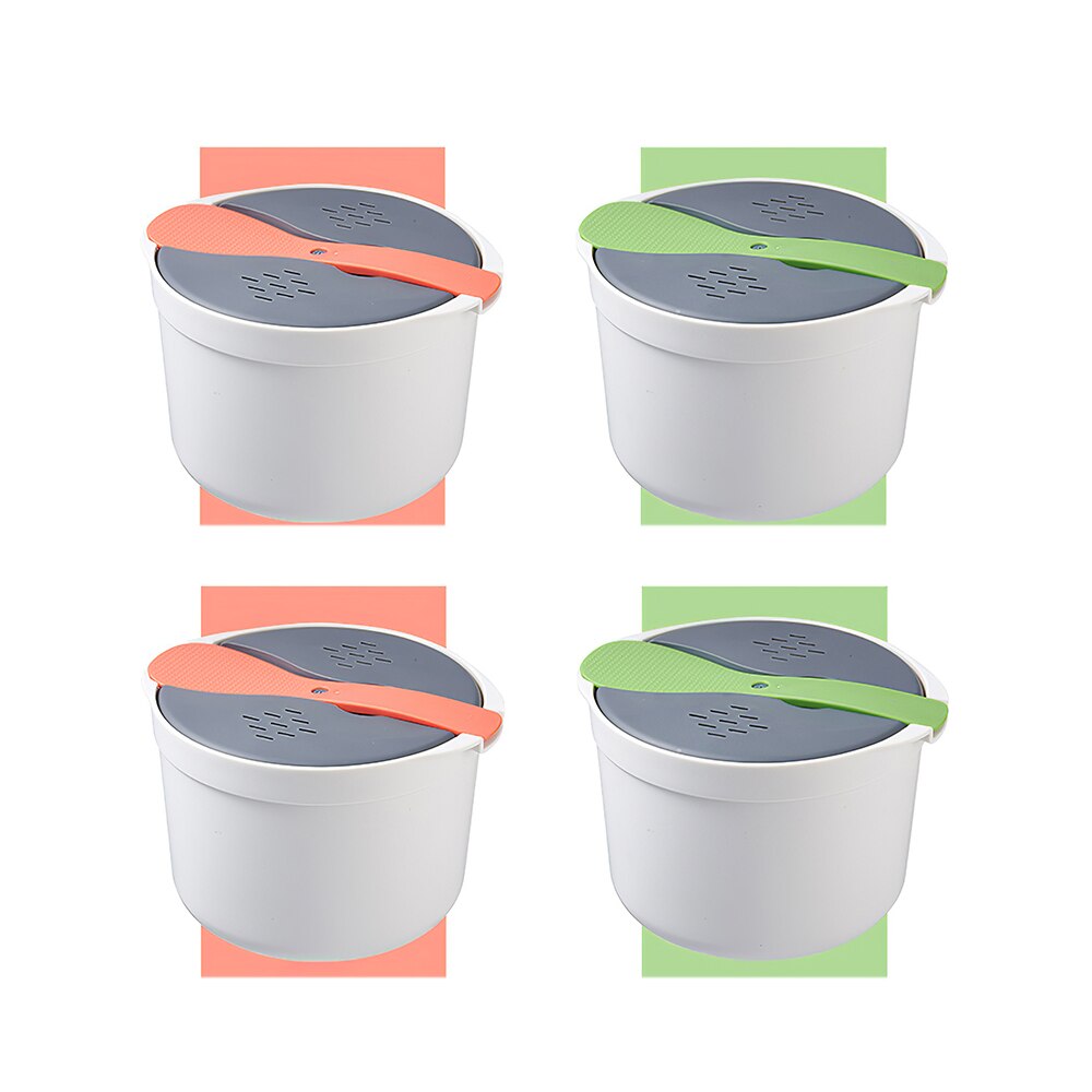 Cuiseur à riz pour four à micro-ondes, récipient alimentaire multifonctionnel, marmite à vapeur à deux couches pour la maison, boîte à déjeuner de Restaurant 2L