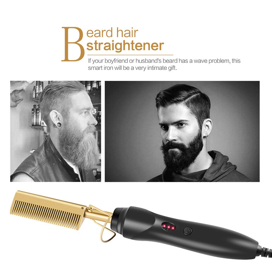 Lisseur électrique 2 en 1, peigne chauffant, fer à friser, pour cheveux secs ou humides