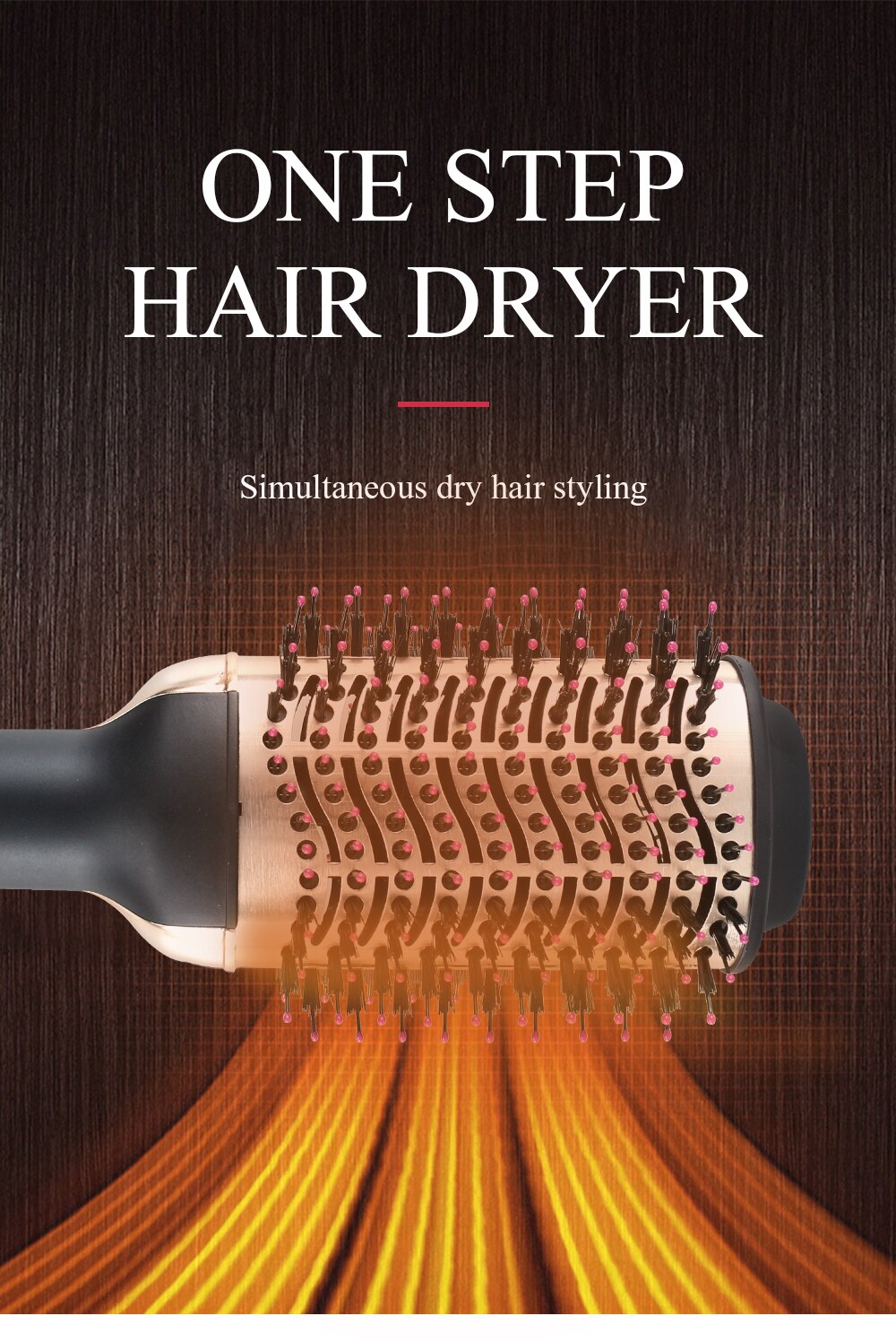 LISAPRO livraison directe noir doré brosse sèche-cheveux multifonctions outils de coiffure cheveux Strightner et bigoudi sèche-cheveux
