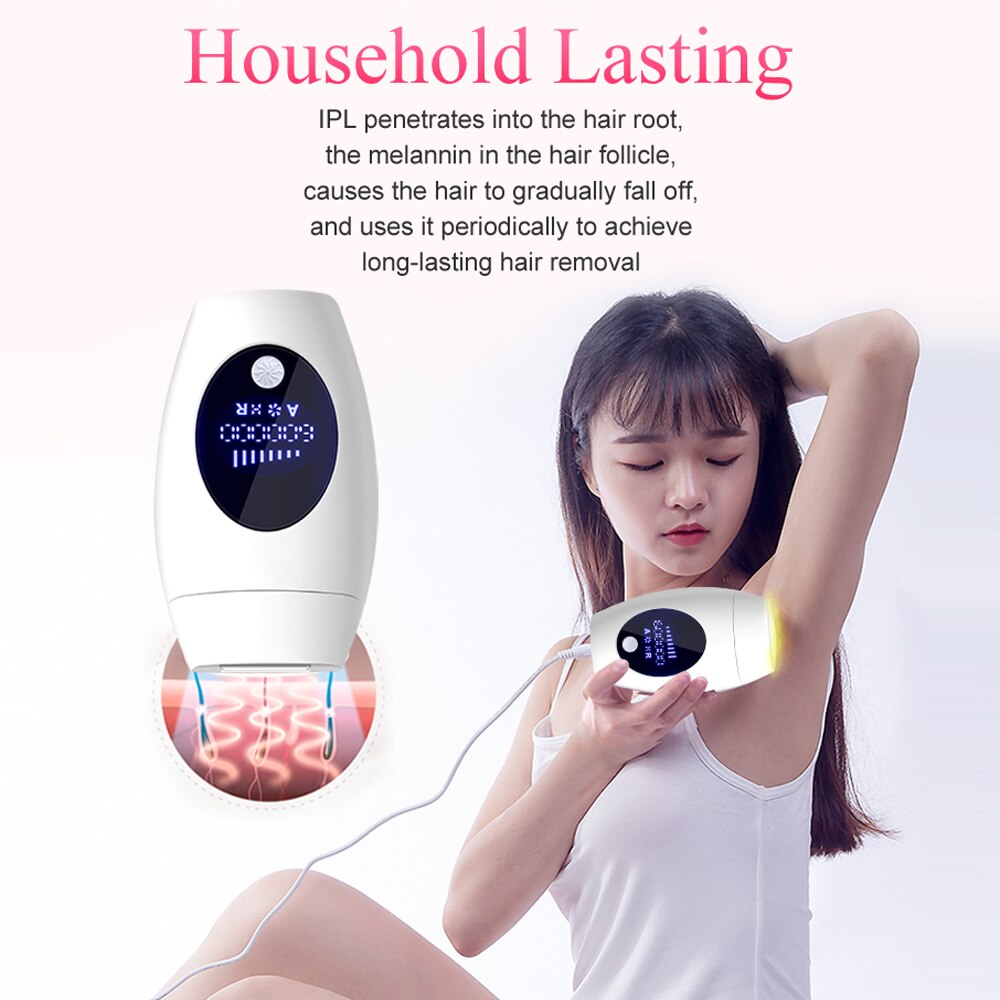 Épilateur permanent à lumière pulsée, 600 000 flashs, indolore, pour femme,système d'épilation laser IPL électrique pour le corps, Épilateur permanent à lumière pulsée, 600 000 flashs, indolore, pour femme,système d'épilation laser IPL électrique pour le corps,