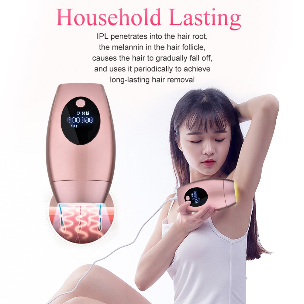 Épilateur permanent à lumière pulsée, 600 000 flashs, indolore, pour femme,système d'épilation laser IPL électrique pour le corps, Épilateur permanent à lumière pulsée, 600 000 flashs, indolore, pour femme,système d'épilation laser IPL électrique pour le corps,