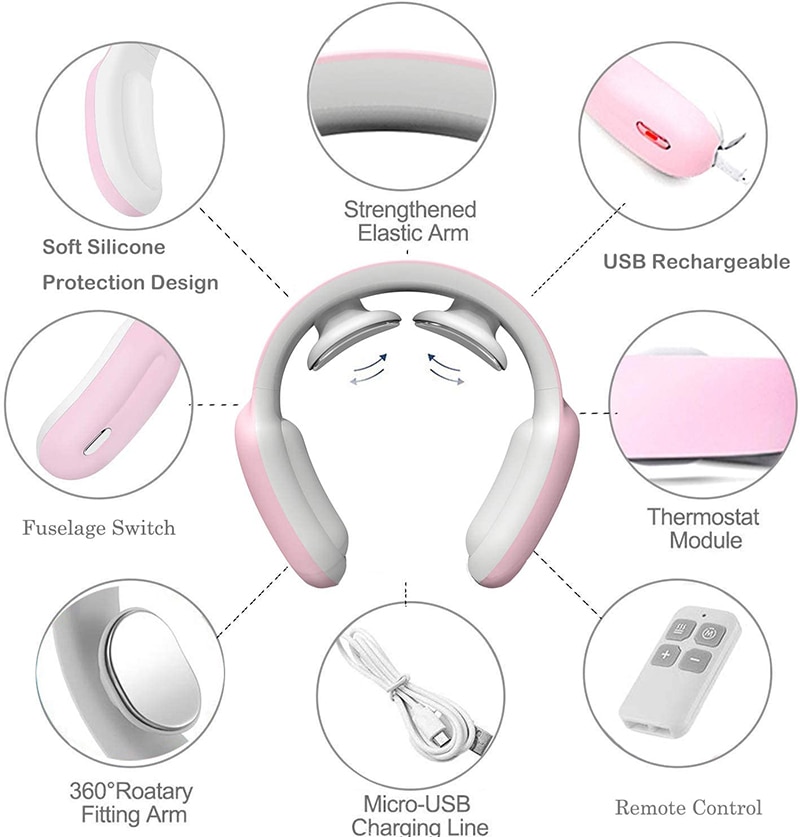 Masseur électrique EMS de muscles pour entraînement à distance, outil intelligent de soulagement de la douleur cervicale, vertèbre cervicale, physiothérapie