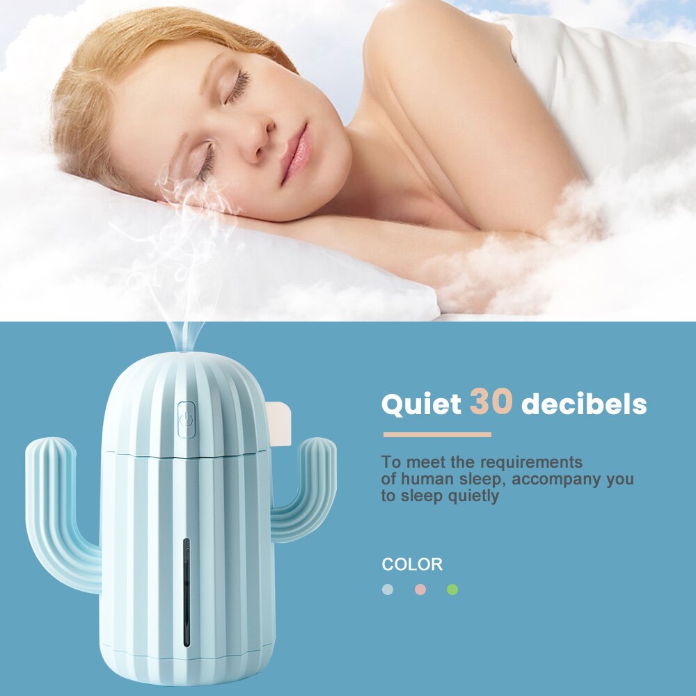Humidificateur d'air ultrasonique USB, Cactus chronométrage, diffuseur d'huile essentielle d'aromathérapie, brumisateur d'arôme Mini avec lumière