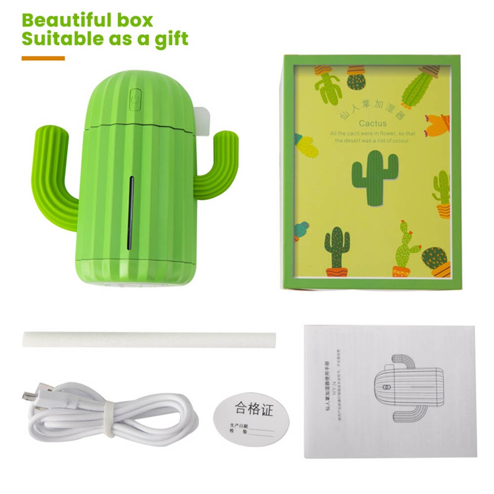 Humidificateur d'air ultrasonique USB, Cactus chronométrage, diffuseur d'huile essentielle d'aromathérapie, brumisateur d'arôme Mini avec lumière