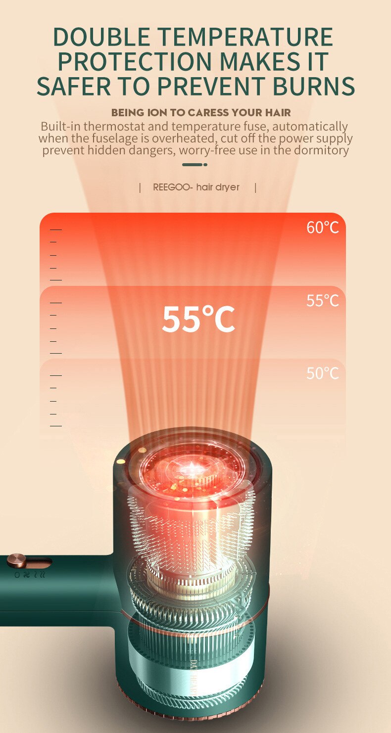 Sèche-cheveux ménage sèche-cheveux chauffage et refroidissement Air sèche-cheveux appareils ménagers haute puissance bleu lumière Anion européen Sta