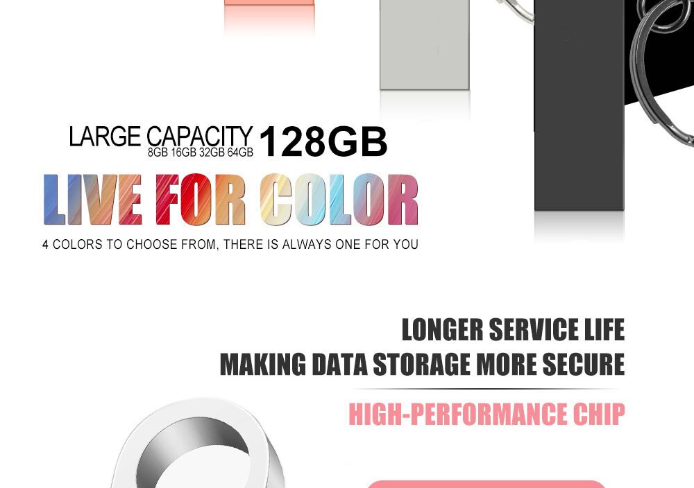 Lecteur USB 2.0 en métal personnalisable, cadeau créatif, haute vitesse, 8g 16g 32g 64g, plusieurs couleurs, vente en gros