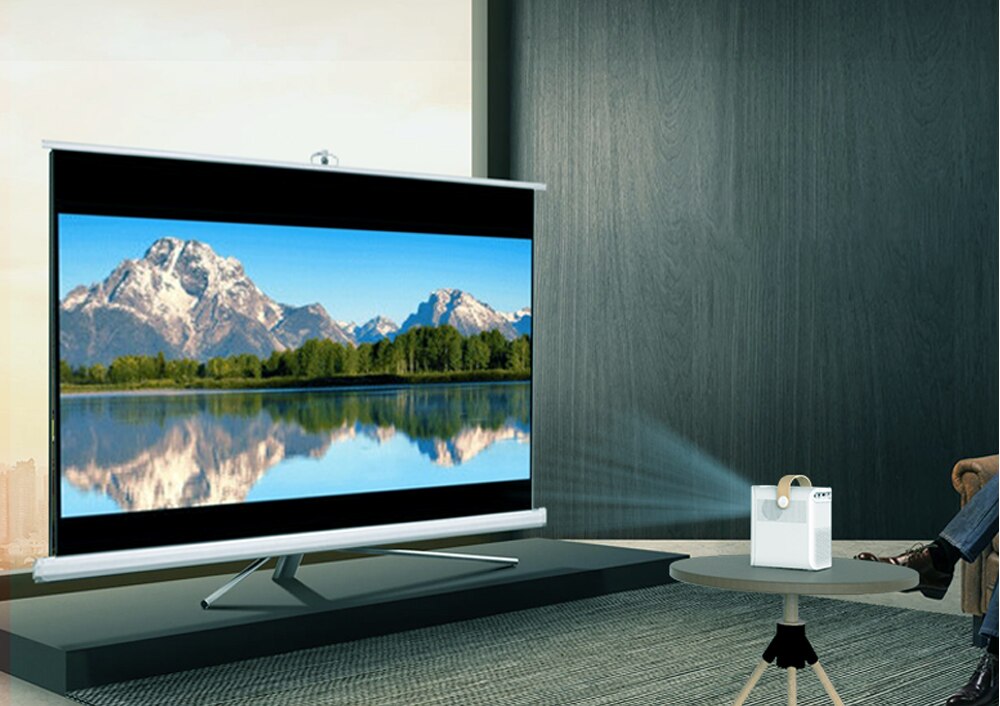 Salange – Mini projecteur Led Full HD P56, wi-fi, 8000mAH, pour télévision, téléphone, film, Compatible Home cinéma, ordinateurs portables, PC, PS4