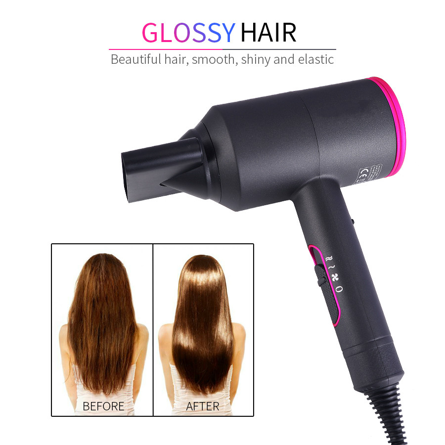 Sèche-cheveux professionnel 2000W 2 en 1 pour salon de coiffure, souffle ionique négatif, vent chaud et froid, appareil à action puissante