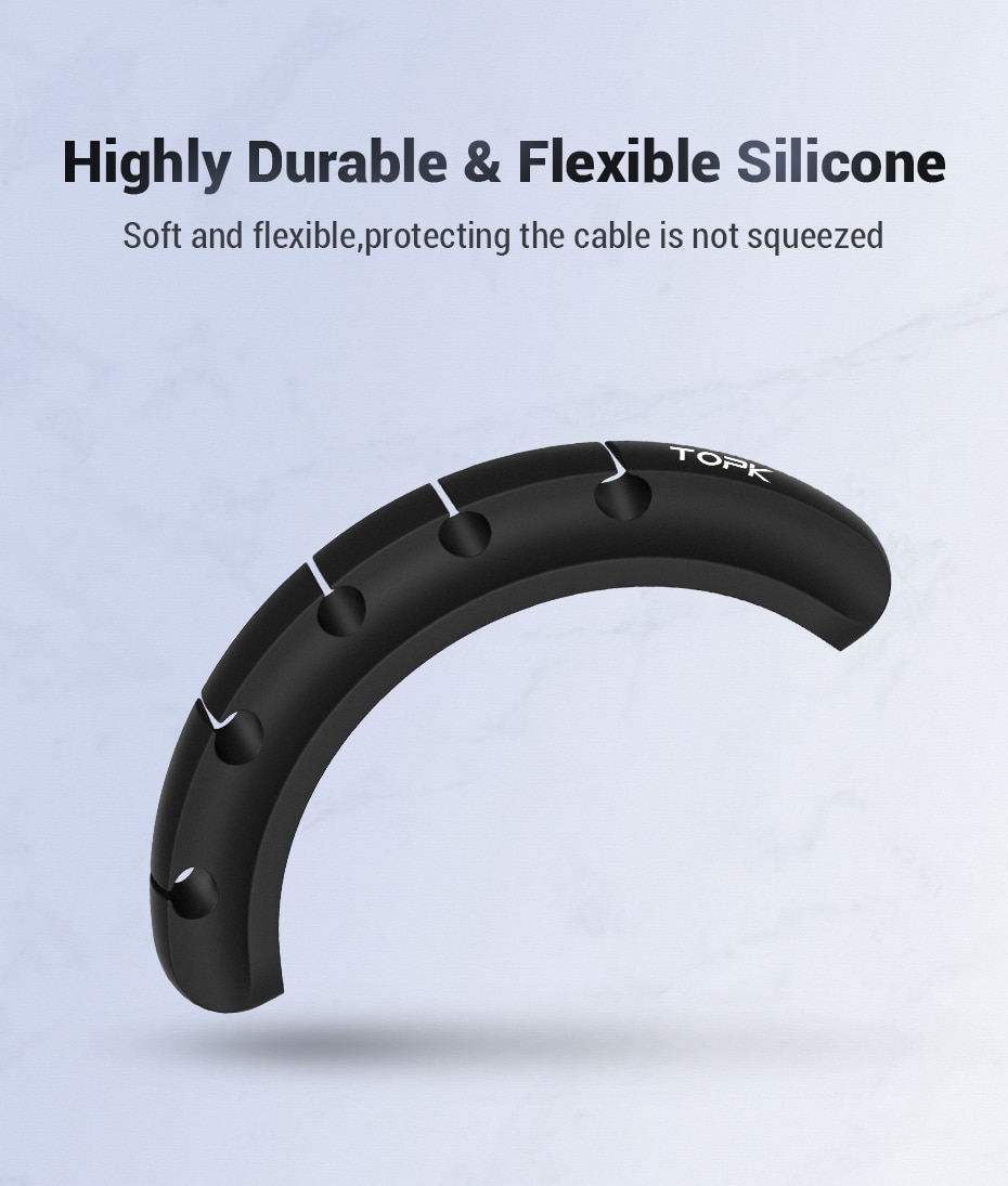 TOPK – enrouleur de câble USB en Silicone, organisateur de câbles de bureau, Clips polyvalents, protection pour écouteurs filaires