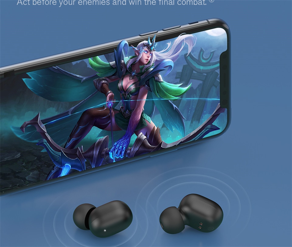 Haylou — Écouteurs Bluetooth stéréo, avec commandes tactiles et micro, batterie longue durée, sans fil, avec double micro