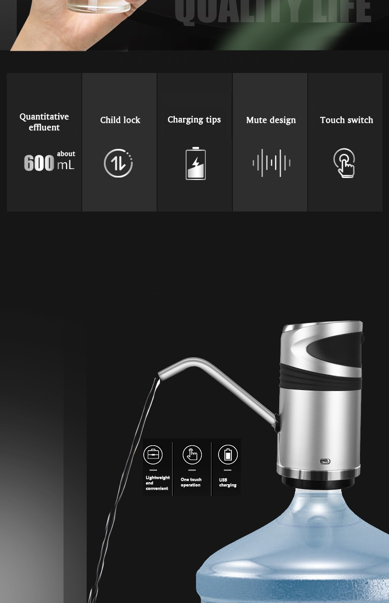 SaengQ – pompe à eau électrique automatique, distributeur avec bouton de charge USB, bouteille de gallons, interrupteur de boisson pour dispositif de pompage d'eau