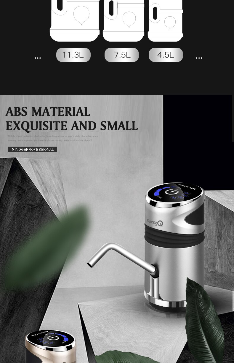 SaengQ – pompe à eau électrique automatique, distributeur avec bouton de charge USB, bouteille de gallons, interrupteur de boisson pour dispositif de pompage d'eau