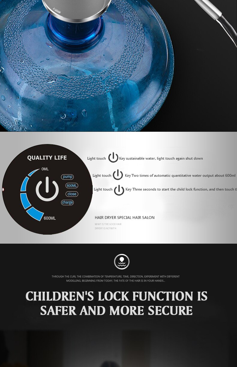 SaengQ – pompe à eau électrique automatique, distributeur avec bouton de charge USB, bouteille de gallons, interrupteur de boisson pour dispositif de pompage d'eau