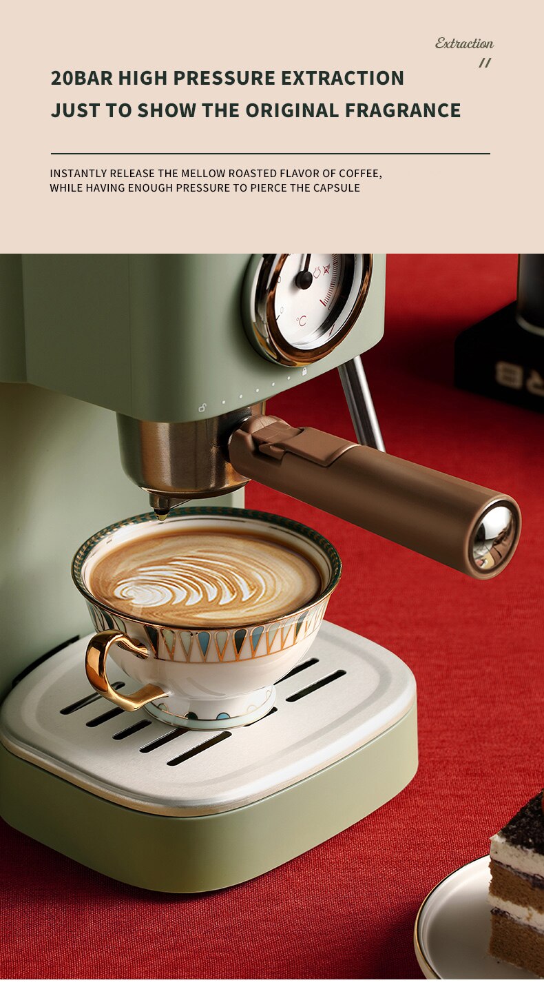 KONKA – Machine à café expresso 1050W, avec mousseur à lait moussant, en acier inoxydable, système de contrôle de la Double température