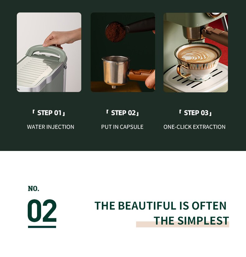 KONKA – Machine à café expresso 1050W, avec mousseur à lait moussant, en acier inoxydable, système de contrôle de la Double température