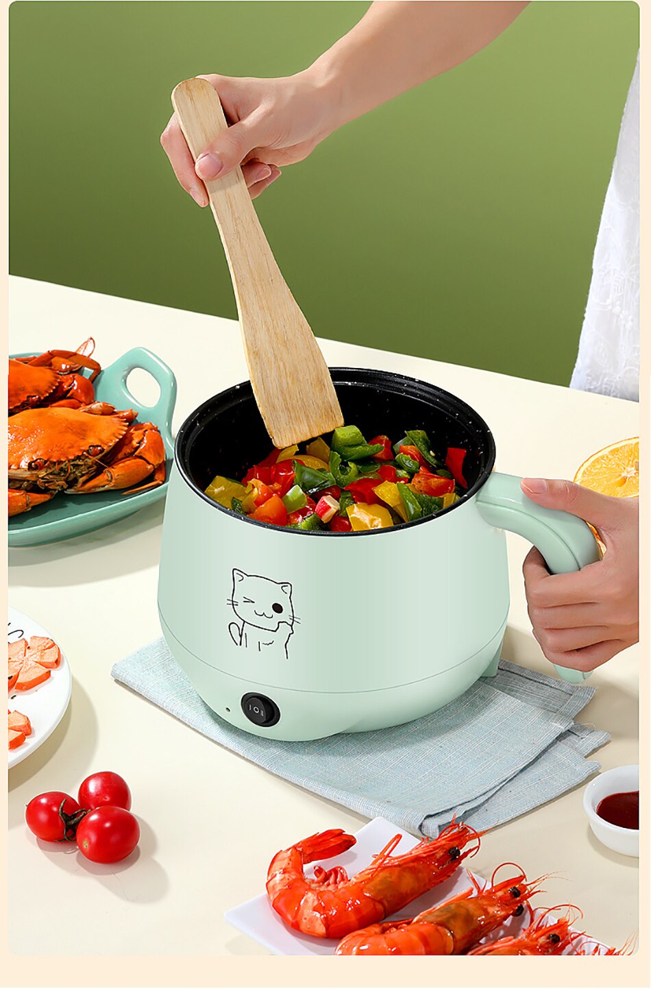 Mini appareil de cuisson électrique multifonction, 220V, antiadhésif, simple/Double couche, pour la cuisson du riz