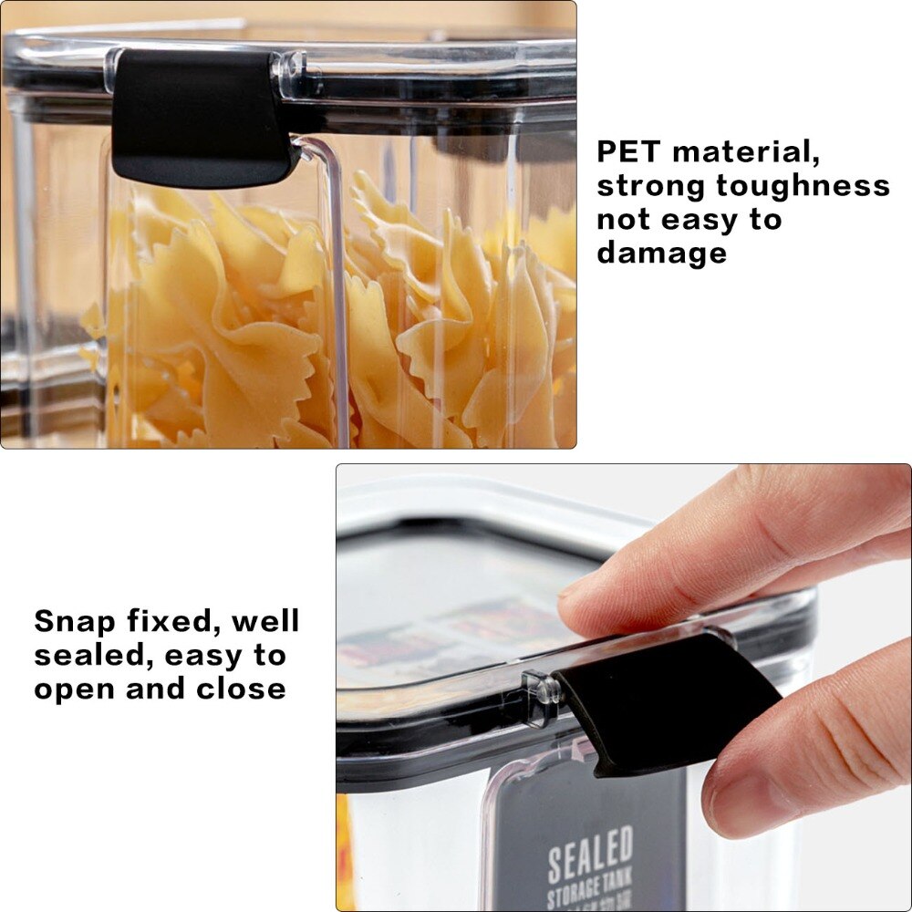 Récipients en plastique pour le stockage de la nourriture dans la cuisine, boîtes de conserve étanches et transparents, rangements pour multi-céréales et nouilles, réfrigérateur, 700/1300/1800ML