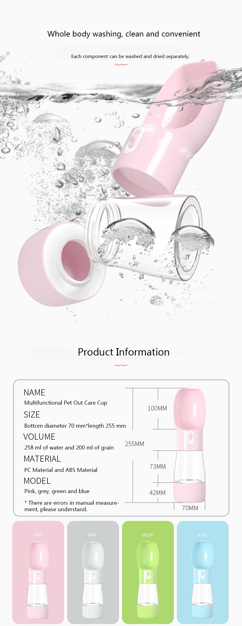 HOOPET – bouteille d'eau Portable pour chiens, pour animaux de compagnie, voyage en plein air, bol d'eau pour chiens