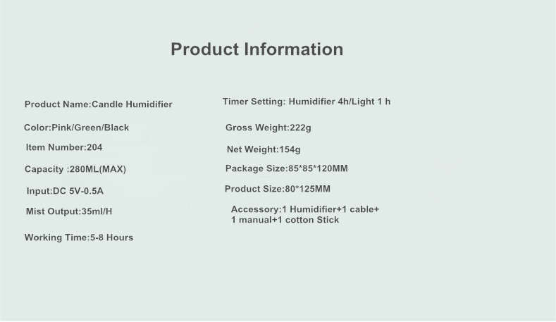 280ML Air Humidifier LED Candle Ultrasonic Cool Mist Essential Oil Diffuser USB Aroma Lamp Car Purifier Fogger Mist Maker