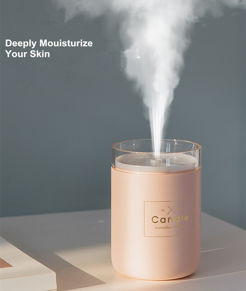 280ML Air Humidifier LED Candle Ultrasonic Cool Mist Essential Oil Diffuser USB Aroma Lamp Car Purifier Fogger Mist Maker