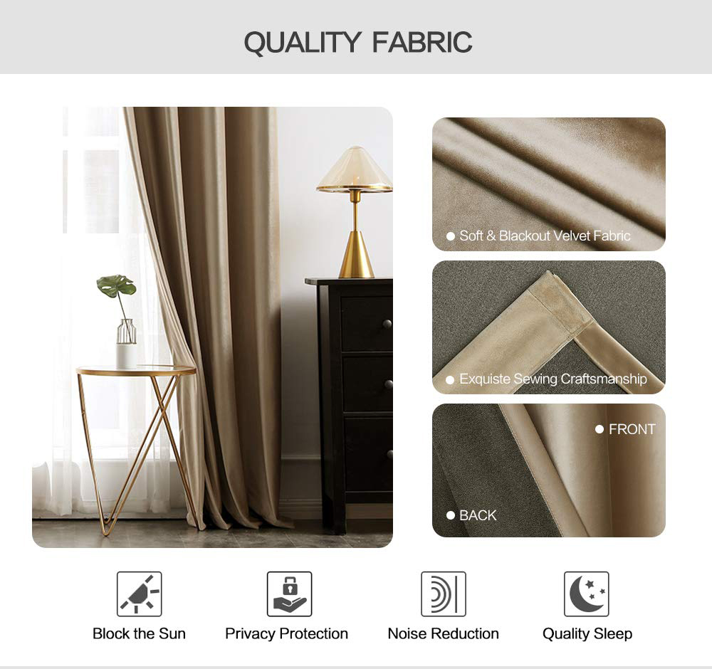 Rideaux occultants en velours solide, taille personnalisée, stores doux et confortables, pour fenêtre, salon, chambre à coucher, salle à manger