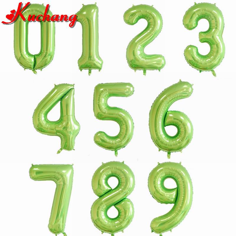 Ballons à chiffres en feuille verte, 1 pièce, 40 pouces, boules gonflables, décoration pour fête prénatale, anniversaire, mariage, fournitures de fête