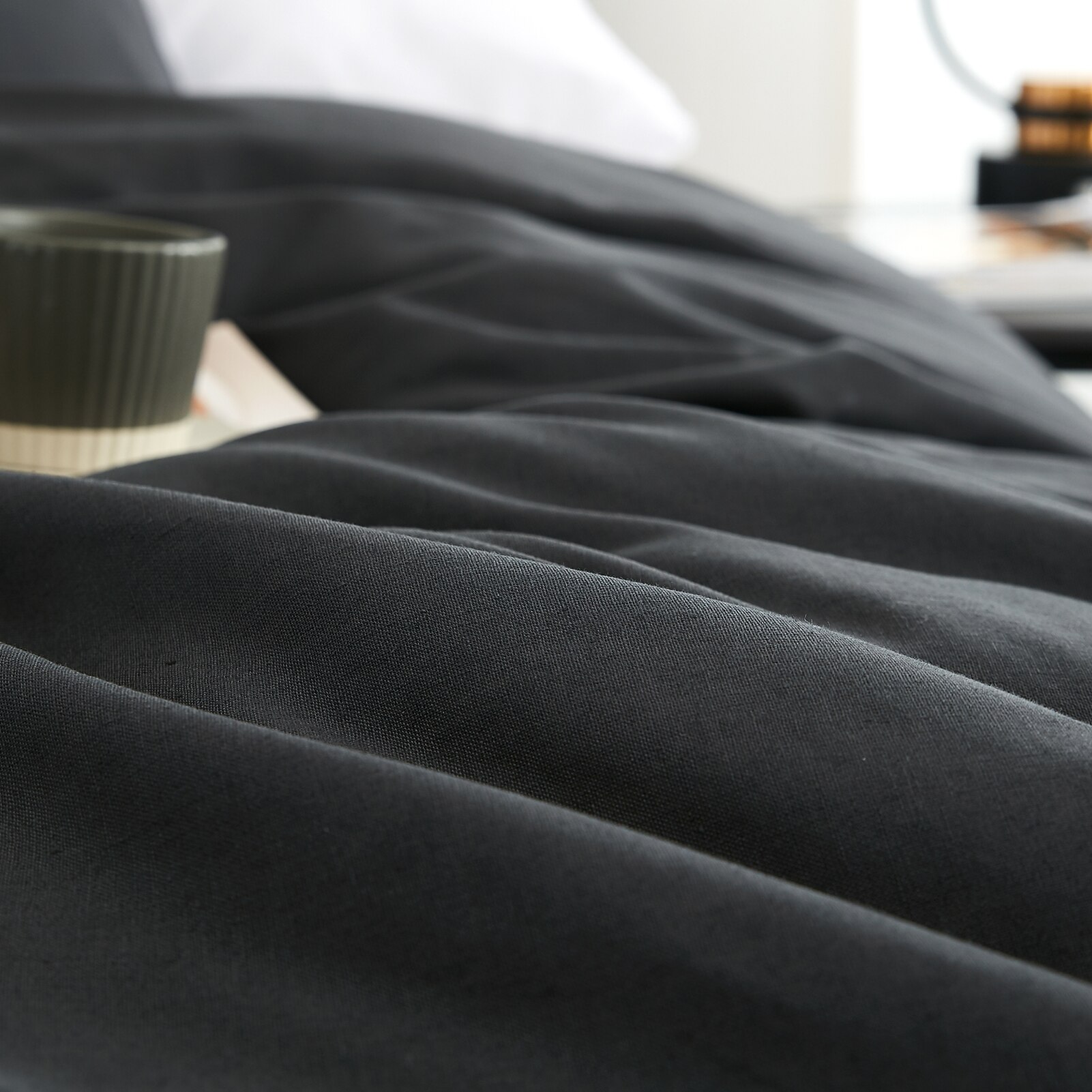 Parure de lit moderne en 55% coton et lin, couleur unie, housse de couette, style français, pour la maison