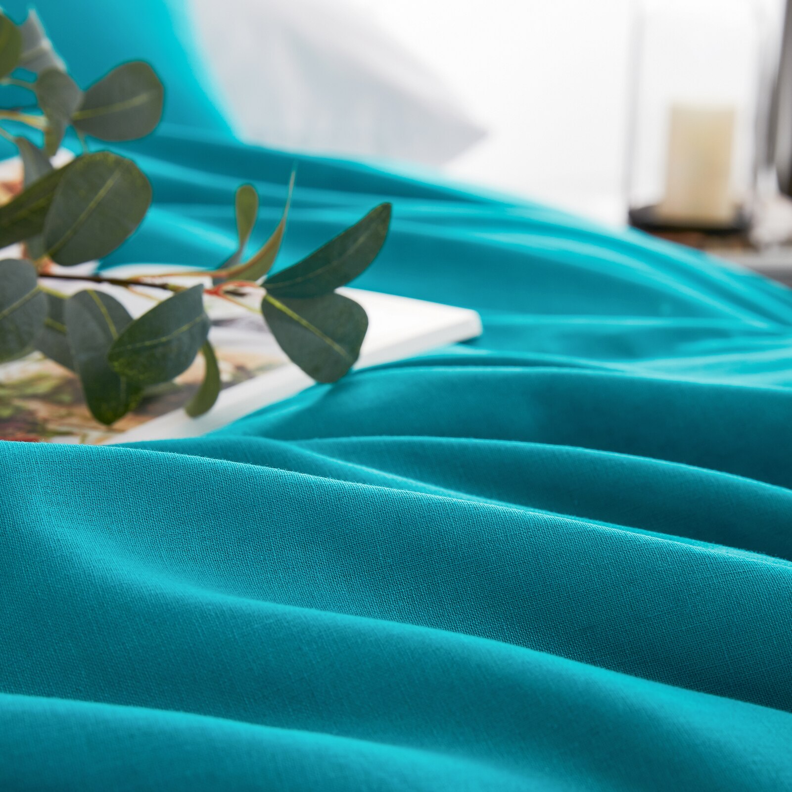 Parure de lit moderne en 55% coton et lin, couleur unie, housse de couette, style français, pour la maison