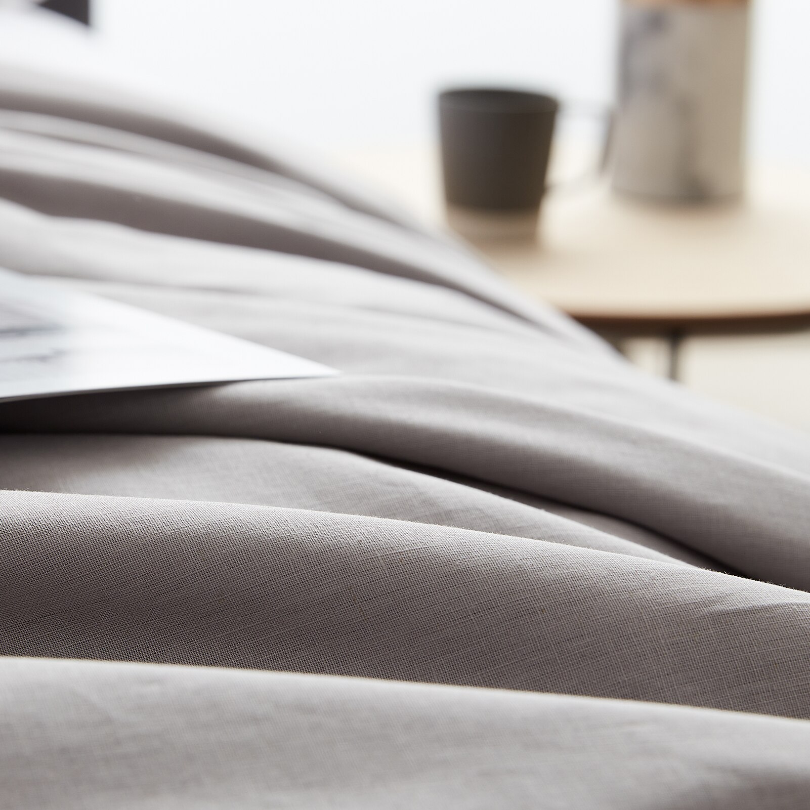 Parure de lit moderne en 55% coton et lin, couleur unie, housse de couette, style français, pour la maison