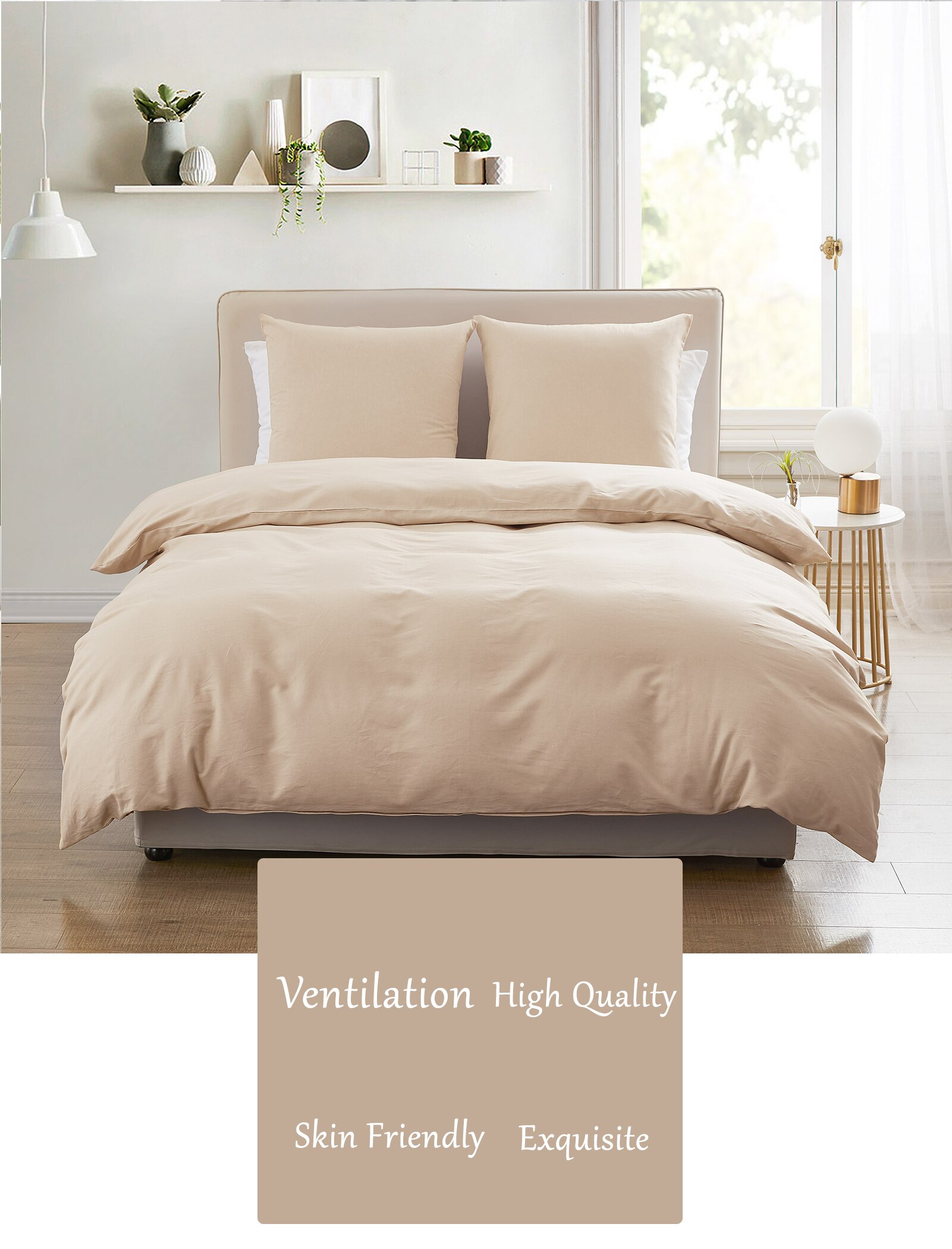 Parure de lit moderne en 55% coton et lin, couleur unie, housse de couette, style français, pour la maison