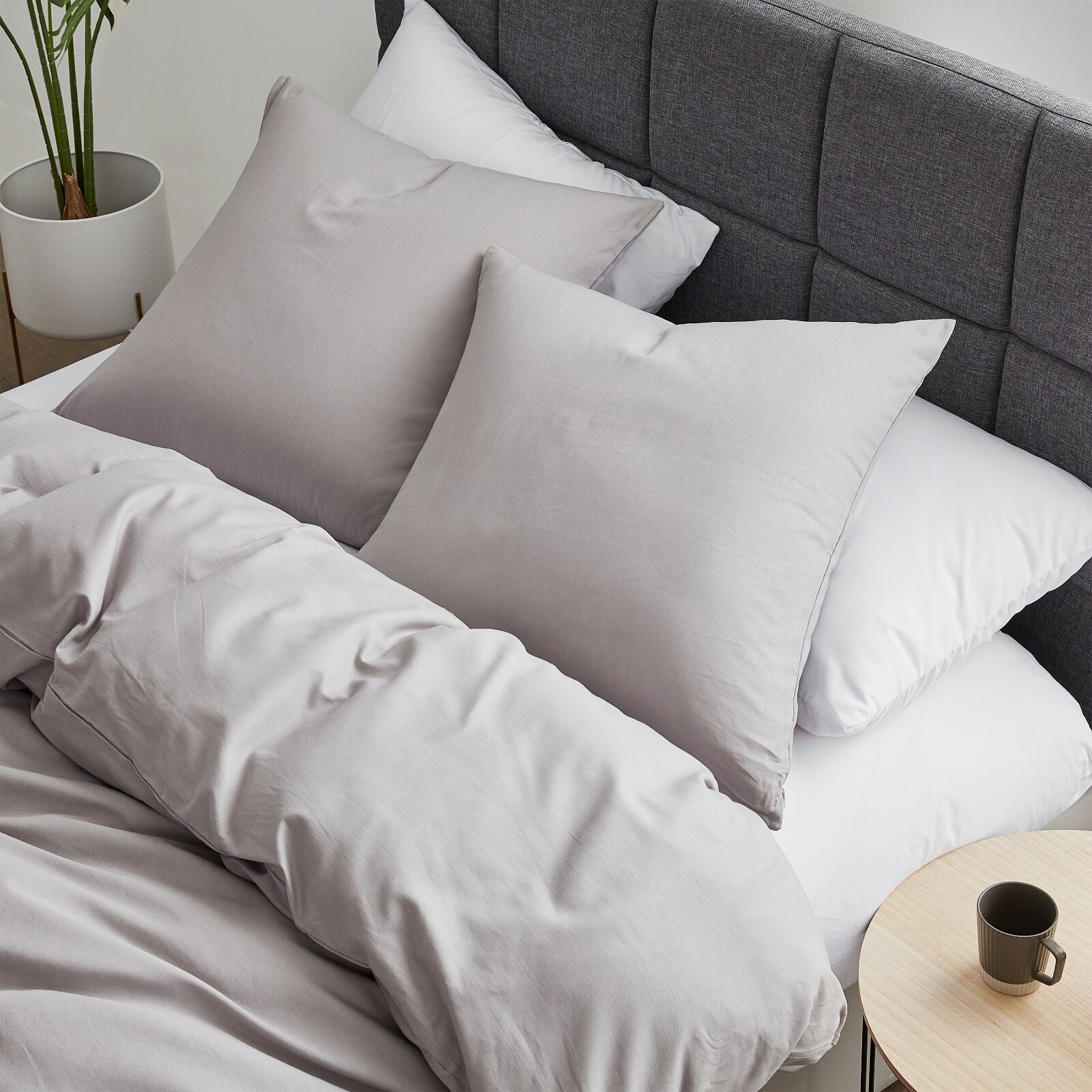 Parure de lit moderne en 55% coton et lin, couleur unie, housse de couette, style français, pour la maison