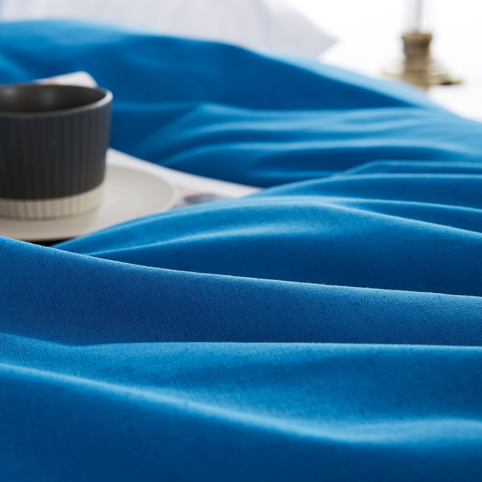 Parure de lit moderne en 55% coton et lin, couleur unie, housse de couette, style français, pour la maison