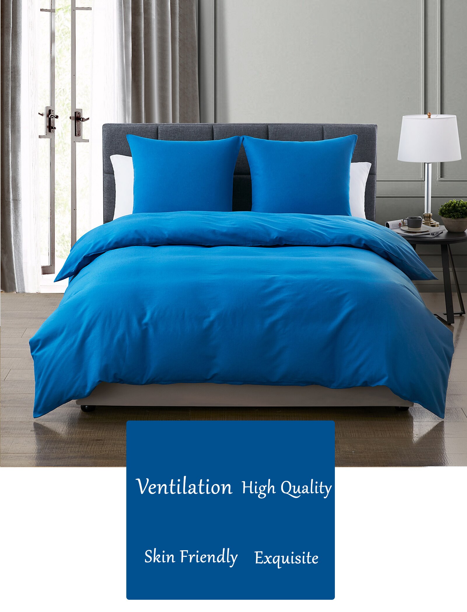 Parure de lit moderne en 55% coton et lin, couleur unie, housse de couette, style français, pour la maison