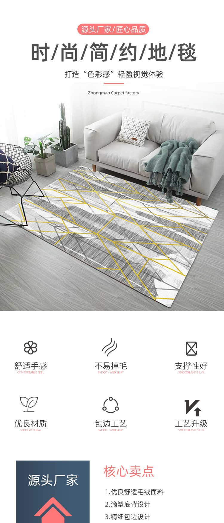 Tapis de sol à motifs géométriques