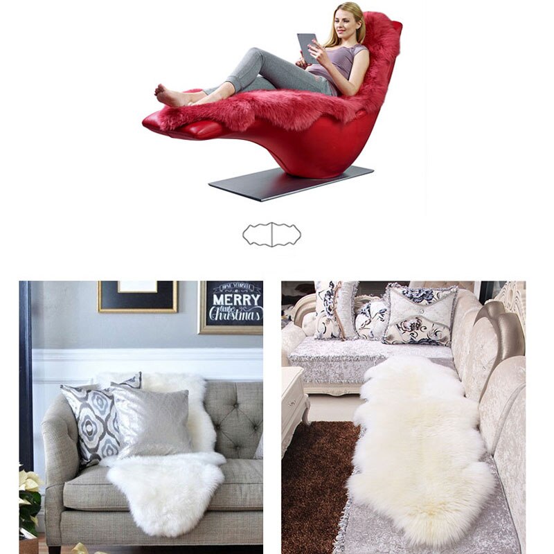 Tapis doux en peau de mouton artificielle, housse de chaise, pour chambre à coucher, en laine artificielle, chaud, poilu, antidérapant, en fourrure textile